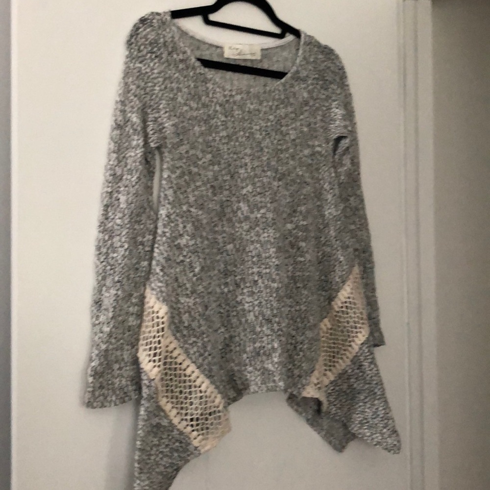 Light weight Grey Sweater with Crochet Detail